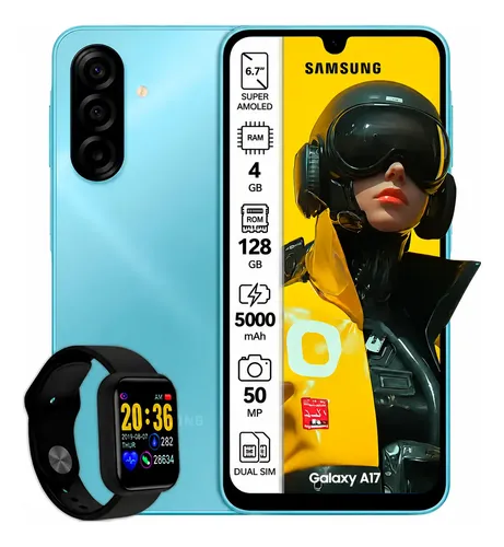 Samsung A17 Sm A175f Pantalla 6 7 Octa Core 2 2ghz 2 0ghz 256gb Memoria 8gb Triple Camara Android 15 Dual Sim 4g Lte Azul