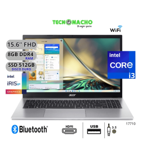 Acer A315 59 39gn Intel Core I3 1215u 8gb Ddr4 512gb Ssd Pantalla 15 6 Fhd No Dvd Hdmi Freedos Pure Silver