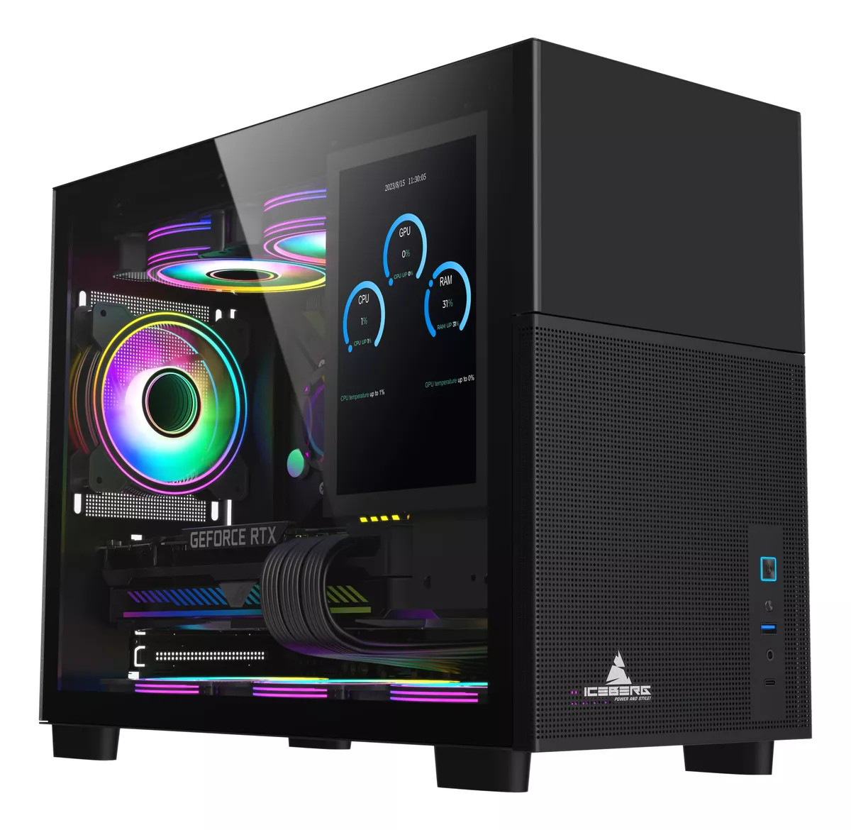 Caja Iceberg Atx Optical Pro M Negro 4x Rgb Maxi Con Infinity
