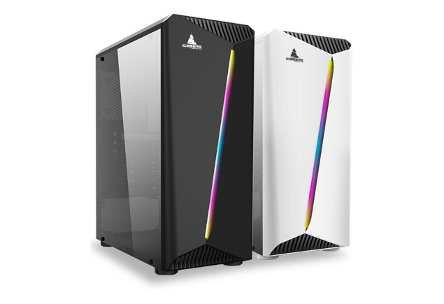 CAJA ICEBERG FLUX NEGRA TIRA RGB VIDRIO TEMPLADO