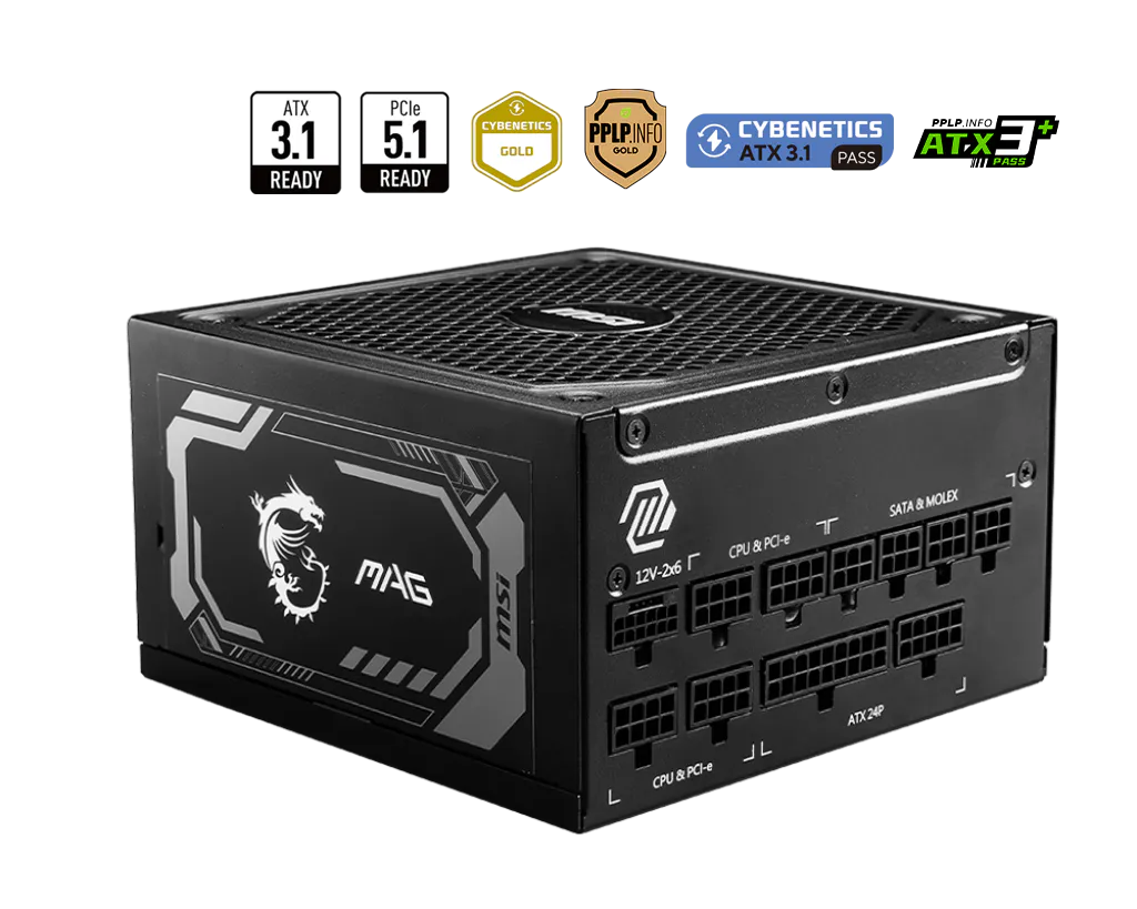 FUENTE MSI MAG A1250GL PCIE5 1250W 80 PLUS GOLD