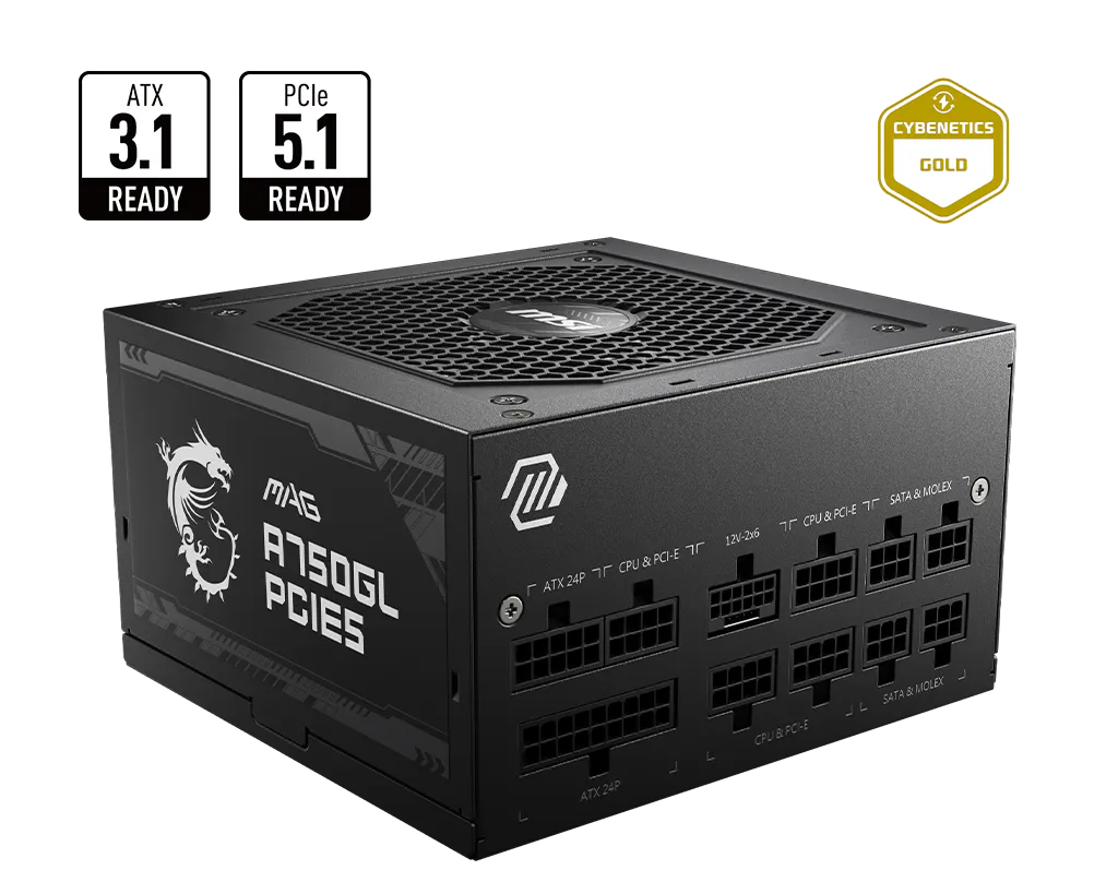 FUENTE MSI MAG A750GL PCIE5 750W 80 PLUS GOLD