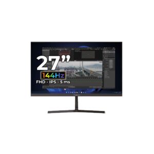 MONITOR JANUS IPS 27" J27144OIPSN COLOR NEGRO HDMI/VGA, AUDIO OUT/SPEAKER Resolución 1920x1080 FULL HD/144HZ/PARLANTES INCORPORADOS, VESA