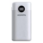 Power Bank Adata P10000qcd Carga Rapida 10000mah 2 Puertos Usb 1 Tipo C Pantalla Indicadora De Carga Blanca