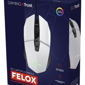 MOUSE TRUST GAMING FELOX Iluminado PC/Laptop/Consola GXT 109W Blanco